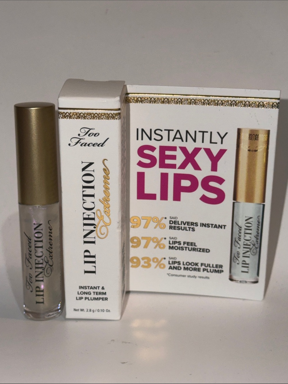 TOO FACED LIP INJECTION EXTREME Hydrating Lip Plumper Travel Size/Clear NIB!